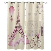 Wholesale France Paris Tower Air Balloon Bicycle Retro Curtain For Living Room Kids Decoration Bedroom Window Drapes
