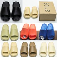 Wholesale Top With Box Slippers sandals Sneakers Slides Shoes Fashion Graffiti Bone White Resin Desert Sand Rubber Summer Earth Brown Flat Men Women Beach Classic US
