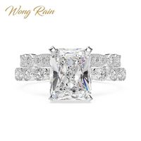 Wholesale Cluster Rings Wong Rain Luxury Sterling Silver Created Moissanite Gemstone Engagement Ring Sets Wedding Band Fine Jewelry