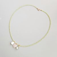 Wholesale Lii Ji Genuine Stone Peridot Rose Quartz Labradorite Freshwater Pearl Charms S925 Clasp Delicated Handmade Necklace