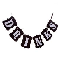 Wholesale Party Decoration Wedding Birthday Western Bunting Banners Buffet Hanging Po Props DRINKS With Black Wide Rope