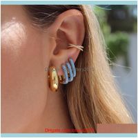 Wholesale Jewelrytop Quality Women Fashion Cz Small Hoop Earrings Elegant Statement Gold Color Rainbow Hie Earring For Girls Wedding Jewelry Gifts D