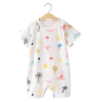 Wholesale Summer Borns Toddlers Boys Girls Clothes One Piece Baby Short Sleeve Cotton Full Printed Romper Clothing Shortalls Jumpsuits