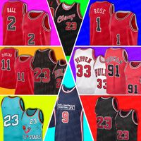 Wholesale 23 Chicagos Jersey Scottie Pippen Jerseys Dennis Rodman Zach LaVine Retro Basketball Mens MJ Red Black White Size S XXL North Carolina