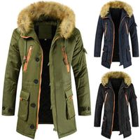 Wholesale Men s Jackets Mens Faux Fur Parka Coat Windbreaker Winter Warm Hoodies Padded Outwear