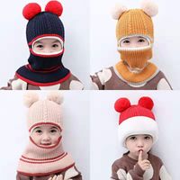 Wholesale Face Protection Children s Hat Autumn and Winter Years Old Leisure Bib Ear Integrated Boys Girls Plush Neutral