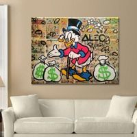 Wholesale Hand painted Graffiti pop street Art Oil painting Daffy Duck On Canvas High Quality Wall Art Home Deco Multi sizes Frame Option g213