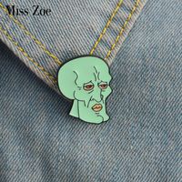 Wholesale Squidward Enamel pins Cartoon Anime icons Brooch pinback button Denim Jeans Lapel Pin Badge Cartoon Jewelry Gift for Kids