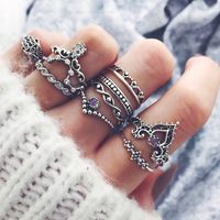 Wholesale Knuckle Midi Ring Set Bohemian Vintage Crystal Stone Crown Fatima Hand Ring Women Gifts Wedding Wed Rings Sets