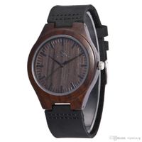 Wholesale Top Gift Wood Watches Retro Men s Unique Nature Wooden Bamboo Handmade Wrist Watch Ladies clothing lovers wristwatch Leather strap