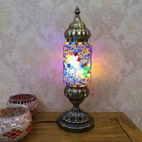 Wholesale Table Lamps Turkish Mosaic Lamp Vintage Art Deco Handcrafted Desk Decorative Glass Bohemian Bedside Lightings For Bedroom