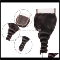 Wholesale Brazilian Virgin Hair Loose Wave Lace Closure Baby Hair Middle Part Part Part Silk Base X Lace Top Closure F1Dts Ope3J