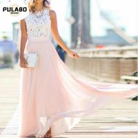Wholesale Sell Women Sexy Vestidos Party Dresses Nude Beach Summer Boho Maxi Long Hollow Out Patchwork Sundress Plus Size Casual
