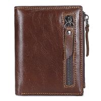 Wholesale Wallets Men Purse Genuine Leather Lining Business Multi card Short Wallet Double Zip Coin Card Bag Purses Big Capacity
