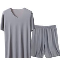 Wholesale Ice Silk Men Solid Pajamas Set Short Sleeve Summer Sleepwear Homewear Plus Size XL XL Male Pijama Pyjamas Suit Loose Nightwear