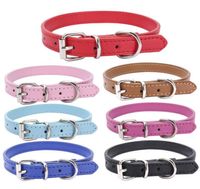 Wholesale 20pcs XXXS XXS XS S M L Mix Colors Plain Skin PU Leather Dog Collar Cat Pet Collars Charm Bracelets