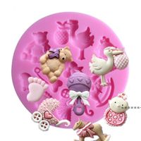 Wholesale NEW8 cm D Baby Horse Bear Silicone Cake Mold Turn Sugar Cake Mold Cupcake Jelly Candy Chocolate Decoration RRB11565