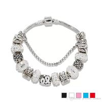 Wholesale 925 Sterling Silver plated Owl Charms Clear CZ Diamond beads Bracelet for Pandora Charm Bracelet Women s Gift Jewelry