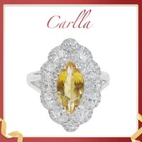 Wholesale Solitaire Silver Yellow crystal Ring S925 Micro mosaic zircon Shine rings Citrine fashion Luxury Designer Adjustable Yellows diamond ring