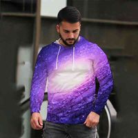 Wholesale Men s hot Galaxy vortex D star sky sweater large sports long sve printed Hoodie