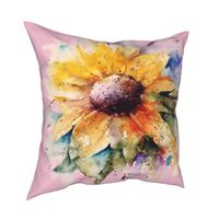 Wholesale Pillow Case Pink Background Sunflower Throw Soft Sofa Cover And Bed Car Decorative Cushion