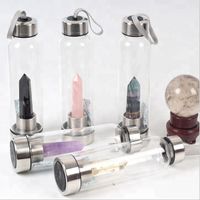 Wholesale Natural Quartz Gemstone Glass Water tumbler Direct sport Drinking Cup Crystal Obelisk Healing Wand Bottle with Rope