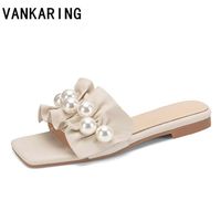Wholesale Sandals Women Shoes Fashion Beading Slft Leather Slippers Summer Casual Beach Outdoor Foot Wear Ladies Slides Home