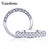 Wholesale Cluster Rings Transgems Solid K White Gold F Color Moissanite Half Eternity Wedding Band Thick Vintage For Women