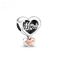 Wholesale Mother s day S925 Sterling silver Mum heart Charm fits for original brand style Bracelet Jewelry DIY Making C00H6