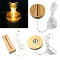 Wholesale Crystal Glass Art Ornament Wooden Night Lights Base Stand Crafts Handmade Resin Arts Wood LED Light Dispaly Bases x3cm x4 x3CM x2cm