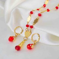 Wholesale Jewelry Sets Anniyo Hawaiian Colorful Crystal Ball Beads Necklaces Earrings Guam Micronesia Chuuk Pohnpei Marshall Gift BVWG