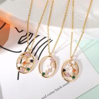 Wholesale Pendant Necklaces Dainty Moonstone Constellation For Women Bohemia Jewelry Stainless Steel Leo Gemini Aries Zodiac Necklace Bff