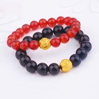Wholesale Imitation Men And Women s Six Character Truth String Beads Baked Lacquer Glass Agate Bracelet Buddha Sand Gold Beaded Strands