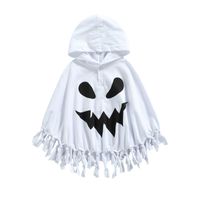 Wholesale Children s Clothing Set Halloween Cloak Costumes With Tassel White Pumpkin Face Printed Pattern Hooded Cape Baby Clothes Cosplay H0910
