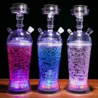Wholesale Hookah Shisha Cup Set with LED Light Glass Bong Acrylic smoking Pipe Chicha Narguile Accessories Shape