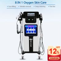 Wholesale 8 in Cooling RF Microcurrent Face Lift Microdermabrasion machine Ultrasonic Massage Hydrofacial Aqua Hydra Peeling Facial Lifting