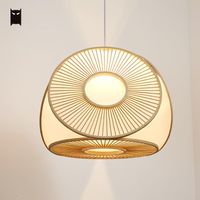 Wholesale Pendant Lamps Bamboo Wicker Rattan Flower Shade Light Fixture Japanese Art Decorative Nordic Style Hanging Ceiling Lamp Design Bedroom