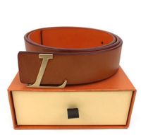 Wholesale New Designer Fashion Mens Business Belts Ceinture Smooth Gold Silver Black Buckle Genuine Leather belt For Men Waist Belt