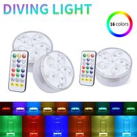 Wholesale 11 LEDs Submersible Night Light IP68 Waterproof Underwater Led Lamp Battery Operated Controlled Color Changing Lamps Remote Pond Garden Decoration Pool Lights