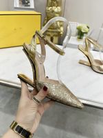 Wholesale FIRST ROME Luxury Dress Shoes Casual Glitter Heels Sandals Italy High Quality Leather Womens Luxurys Designers Height Increasing Pointed Toes Slingbacks Shoe