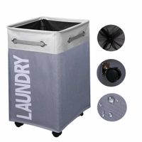 Wholesale Collapsible Laundry Basket Large with Handles Splicing Hamper on Wheels Tall Foldable Cloth Organizer Storage