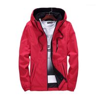 Wholesale Men s Jackets Spring Autumn Men Thin Red With Hooded Slim Fit Yong Boy Coat Student Windbreaker Jacket Color XL1