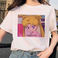 Wholesale Women Sailor Moon s Funny T Shirt HAesthetic Cat Anime Girl Arajuku Clothes Tshirt Cute Female T shirt Kawaii Women T Shirt X0527