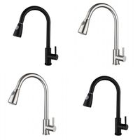 Wholesale Pull out Faucets Stainless Steel Kitchen Single Hole Sink Multifunction Faucet Stream Sprayer Degree Rotation Pull Out Mixer Tap R2