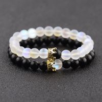 Wholesale Frosted Glitter Stone Couple Models Micro inlaid Crown Color Retaining Elastic Rope Bracelet For Women Men Jewelry Beaded Strands