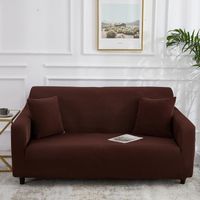 Wholesale Chair Covers Armchair Protection Sofa Cover For Living Room Single Lover Seater Brown Solid Color Elastic Spandex Couch