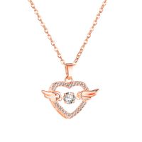 Wholesale Crystal Rose Gold Heart Wing Necklace Angel Necklace Angel Wing Necklace