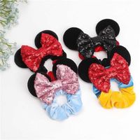 Wholesale Children s Princess Hair Ring Ornament New Year Mouse Ear Mermaid Sequin Bow Hair Circle Candy colors Plush Lovely Kids Girls Headdress Accessories Gifts GT3FIUD