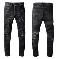 Wholesale jeans For Men Skinny Straight Slim Hip Hop Ripped Animal Patchwork Motorcycle Biker Jean Pants Size