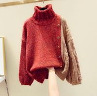 Wholesale sweaters2020 Warm for Women Lazy Wind Pullover Long Sleeve Turtle Neck Autumn Winter Pull Turtleneck Sweaters Red Sale